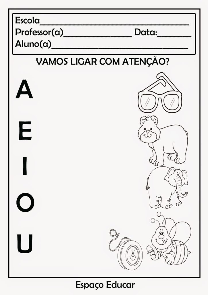 vogais para colorir exercicio