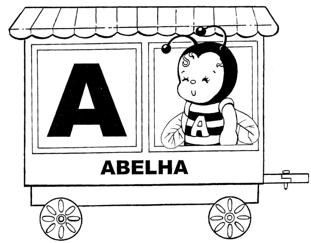 vogal a para colorir abelha letra