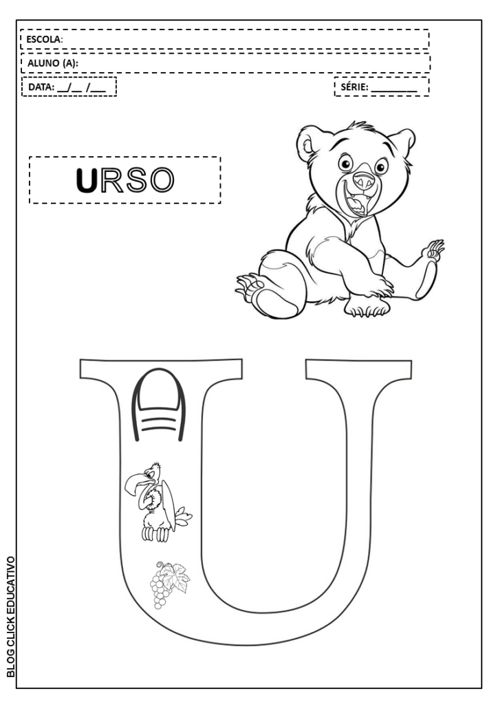 vogal u para colorir unha