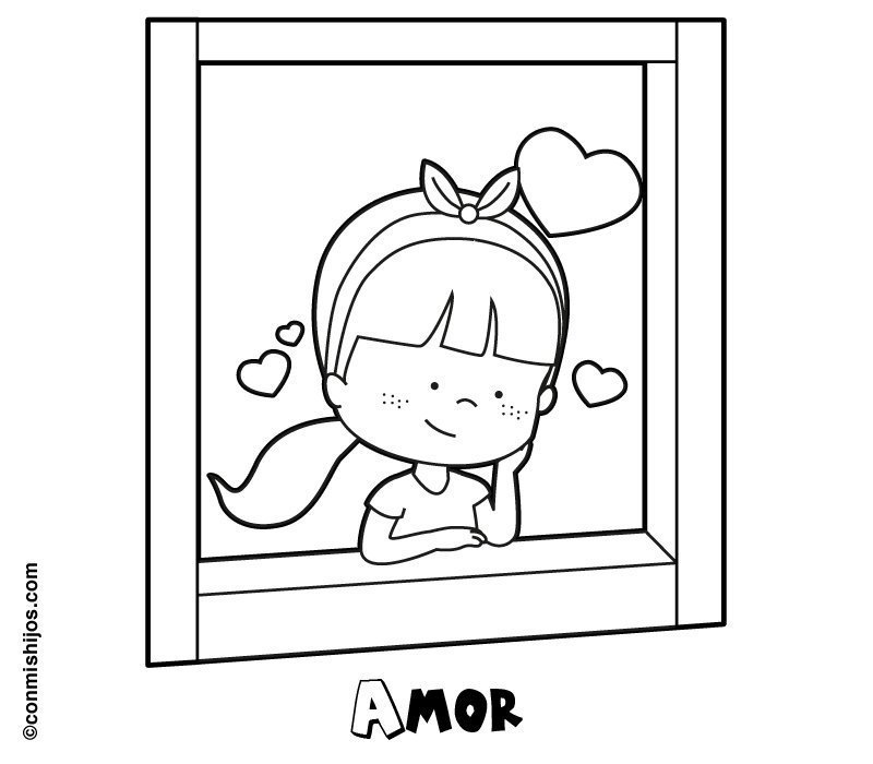 janela para colorir menina