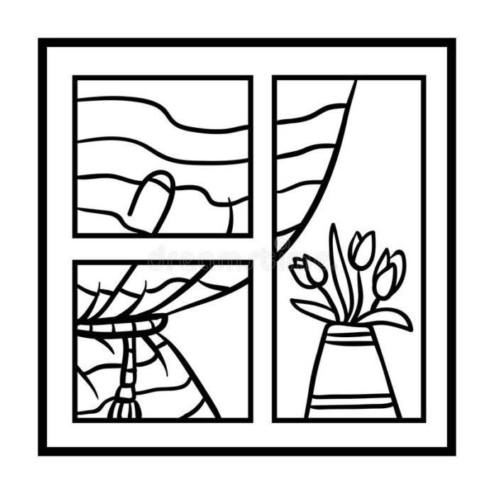 janela para colorir vaso de flores