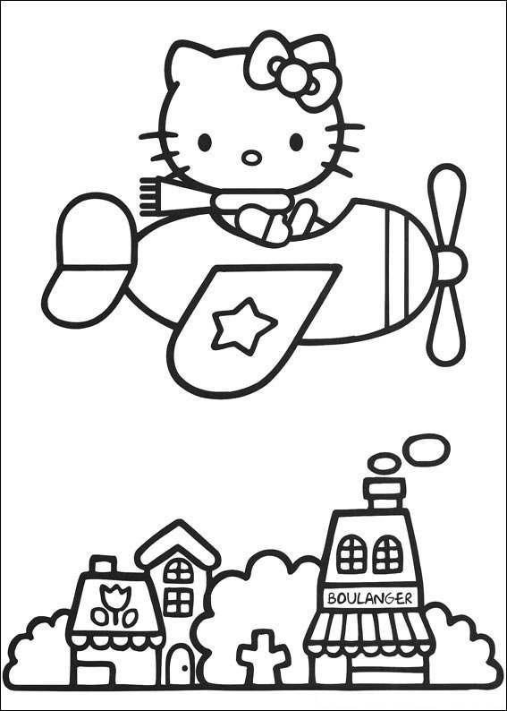 hello kitty para colorir avião