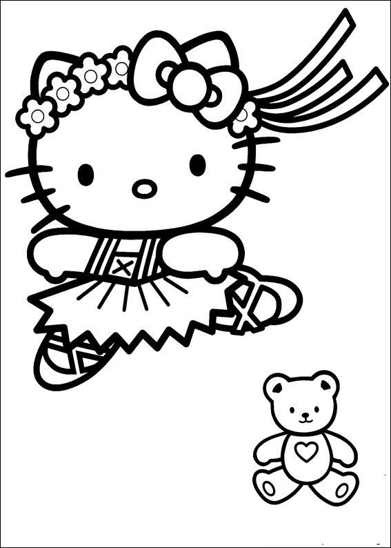 hello kitty para colorir bailarina urso