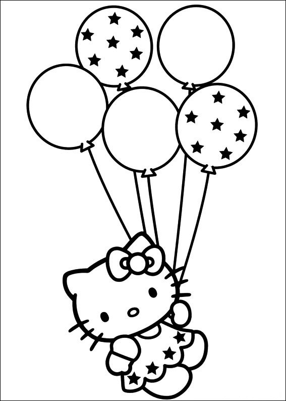 hello kitty para colorir balões