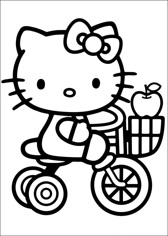 hello kitty para colorir bike apple