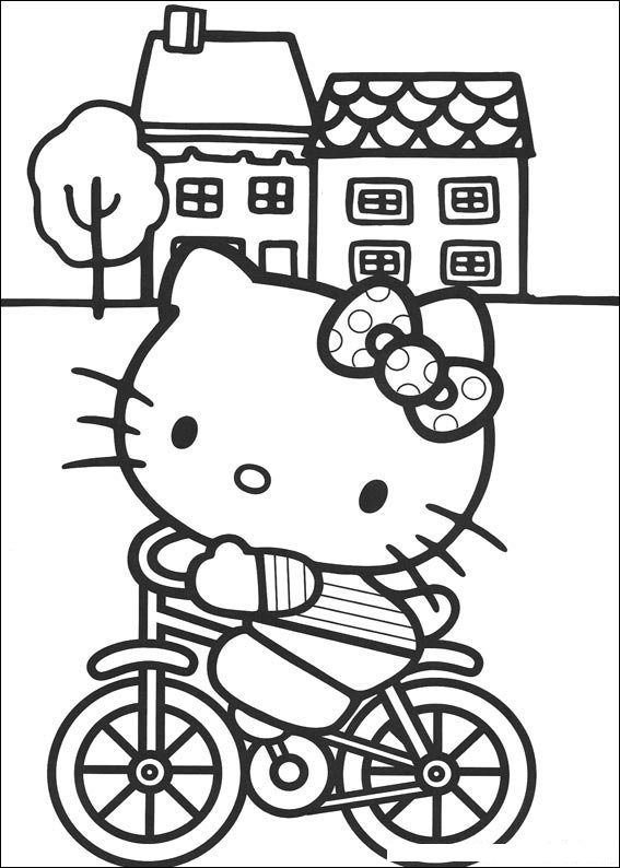 hello kitty para colorir bike