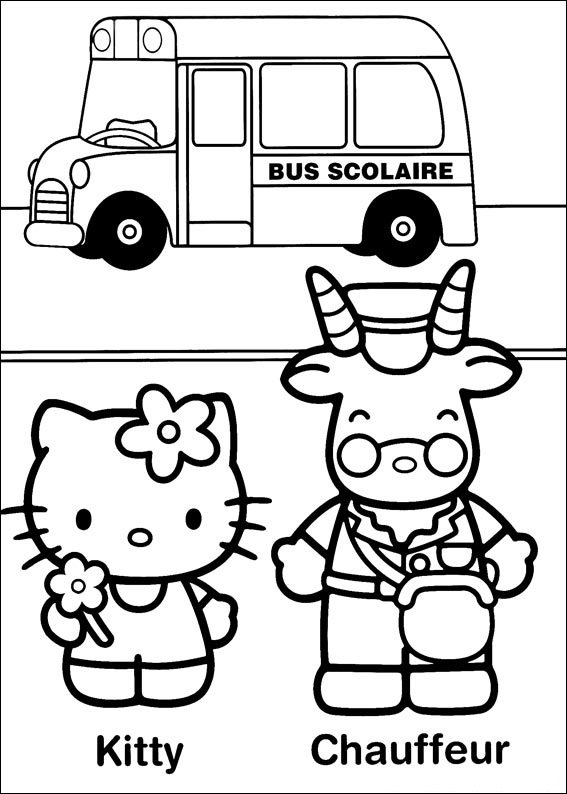 hello kitty para colorir bode onibus