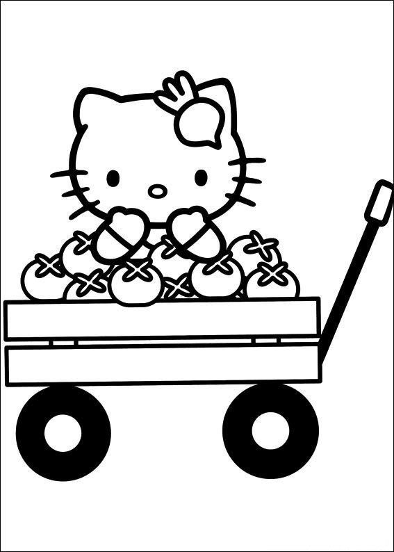 hello kitty para colorir carrinho