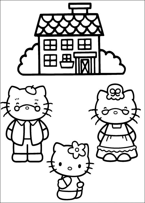 hello kitty para colorir casa dos avós