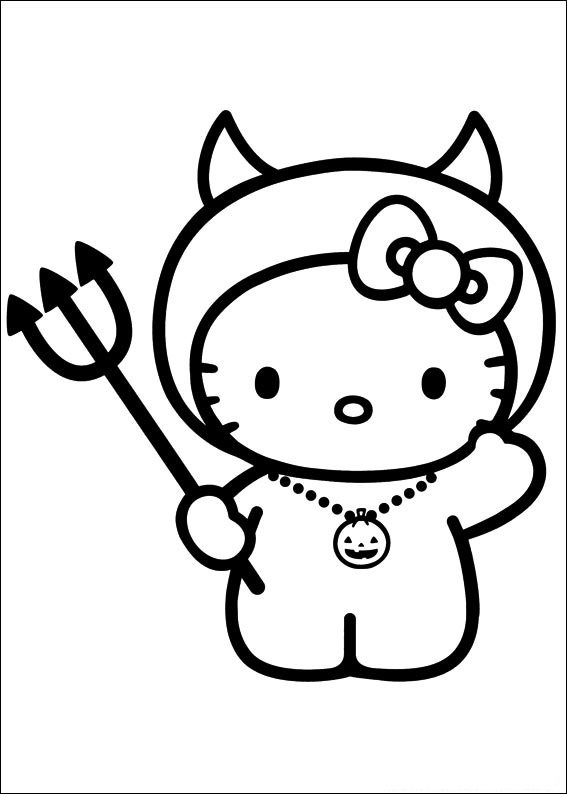 hello kitty para colorir diabo