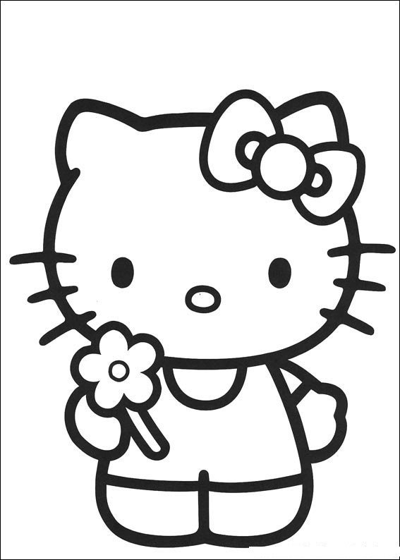 hello kitty para colorir flor