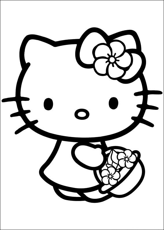 hello kitty para colorir flower