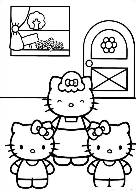 hello kitty para colorir house