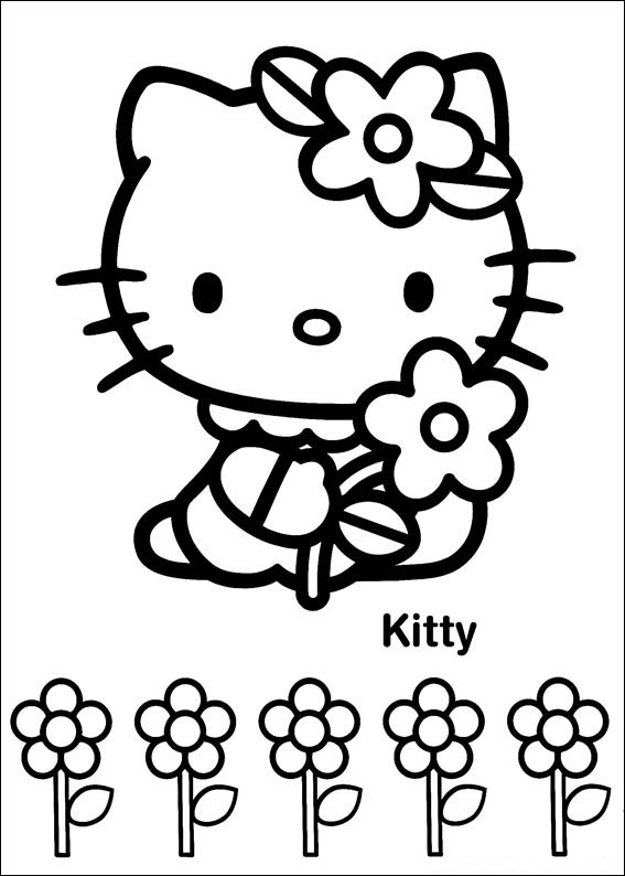 hello kitty para colorir jardim