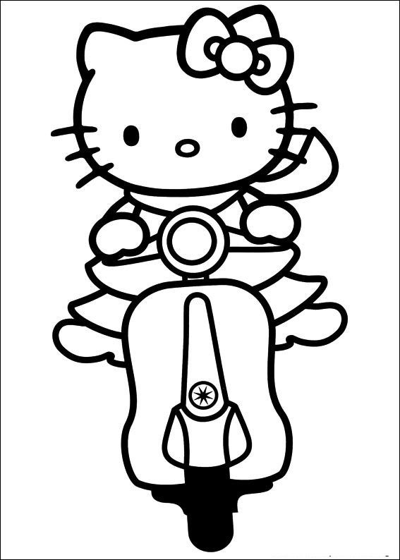 hello kitty para colorir moto