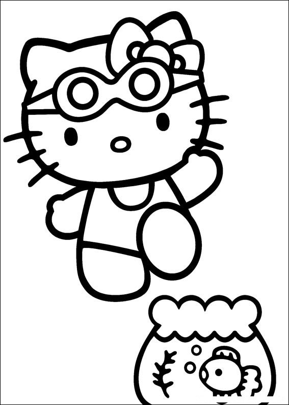 hello kitty para colorir nadadora