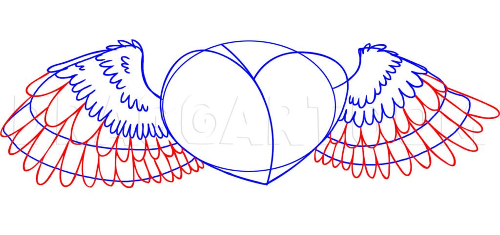 Como Desenhar Coração com Asas imagens