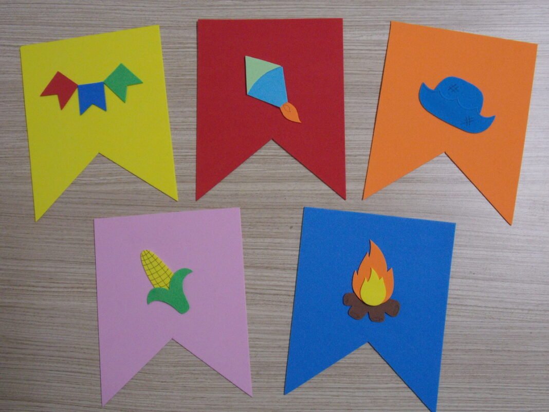 Bandeirinhas de Festa Junina para imprimir e colorir - Aprender a Desenhar