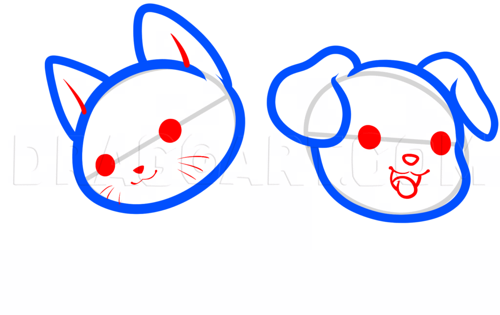 como desenhar animais kawaii gato cachorro