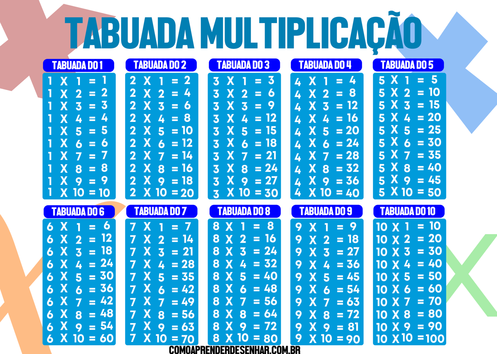 Tabuadas para imprimir a4 e pdf multiplica o adi o subtra o e