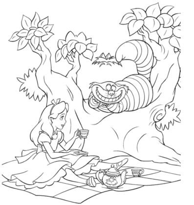 Alice no País das Maravilhas para Colorir e Imprimir