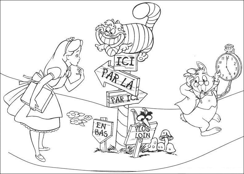 alice no pais das maravilhas para colorir perdida