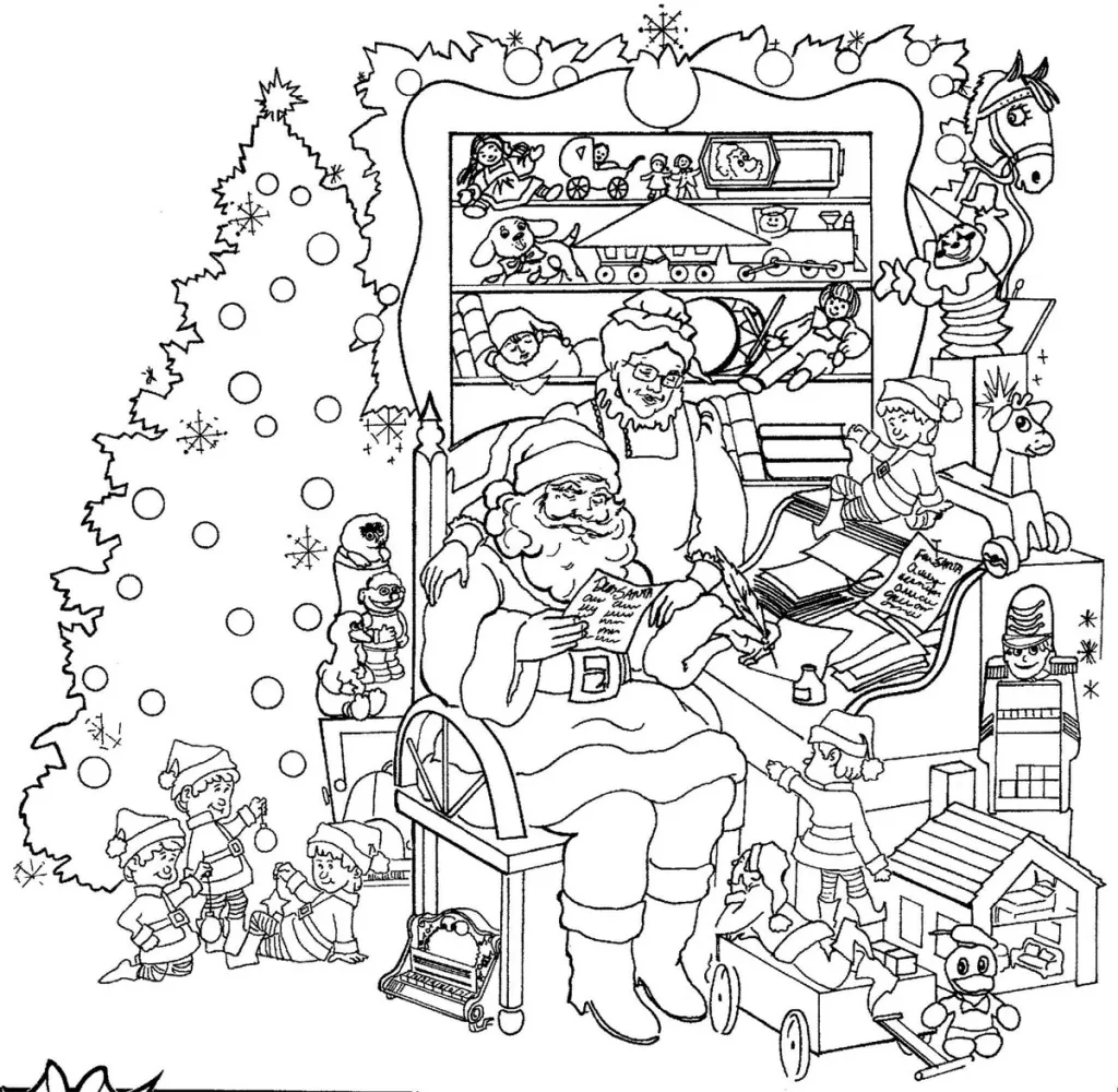 arvore de natal para colorir e imprimir casa do papai noel