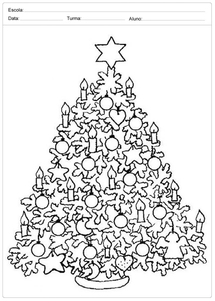 arvore de natal para colorir e imprimir com velas