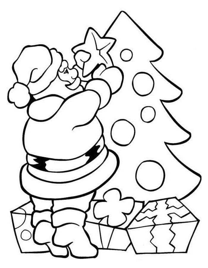 arvore de natal para colorir e imprimir noel enfeitando