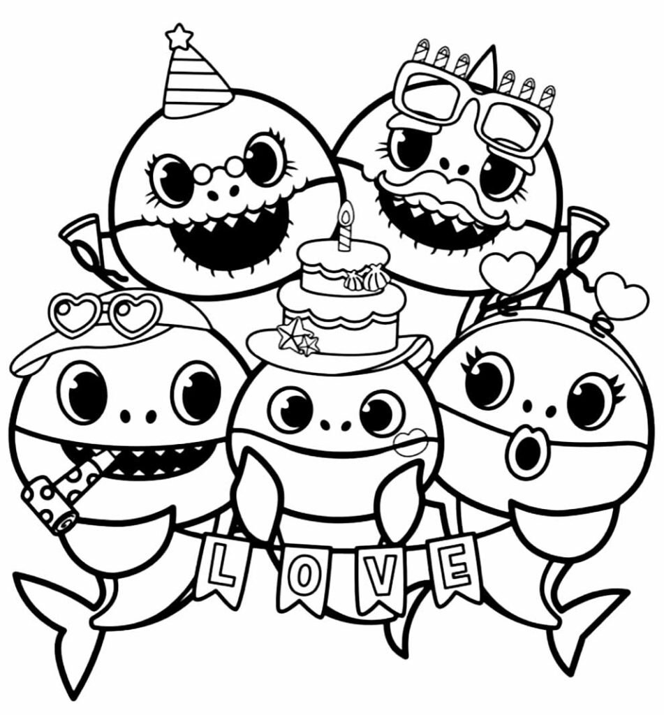 desenho de baby shark para pintar e colorir 1