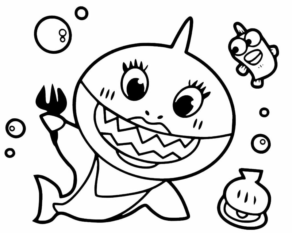 desenho de baby shark para pintar e colorir 15