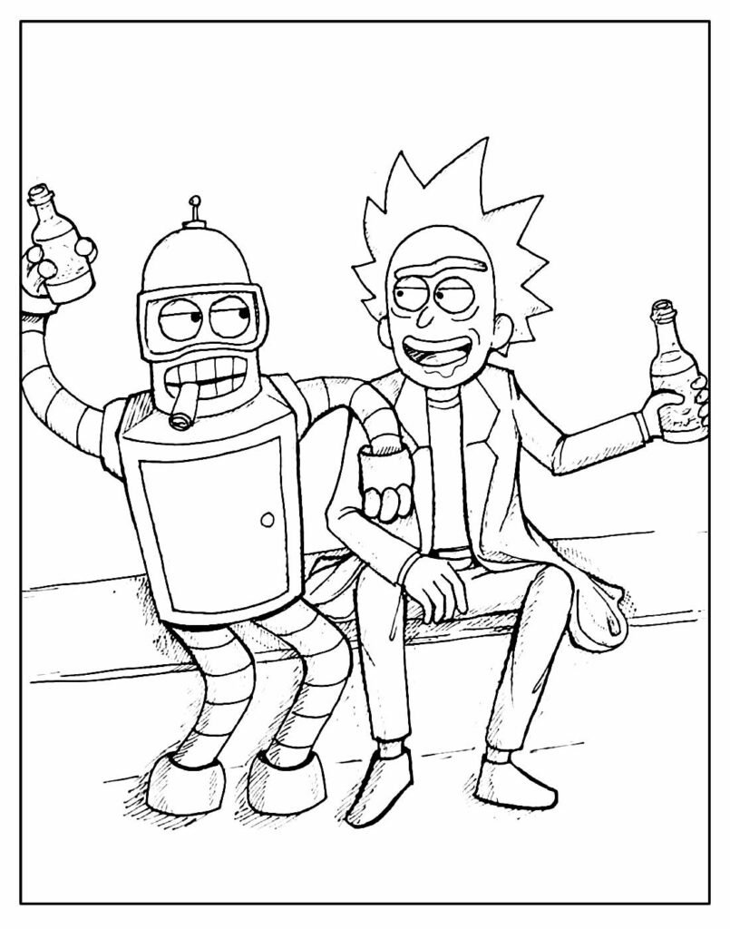 desenho de rick e morty para pintar e colorir facil 10