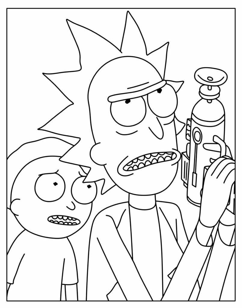 desenho de rick e morty para pintar e colorir facil 2