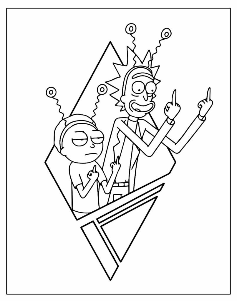 desenho de rick e morty para pintar e colorir facil 3