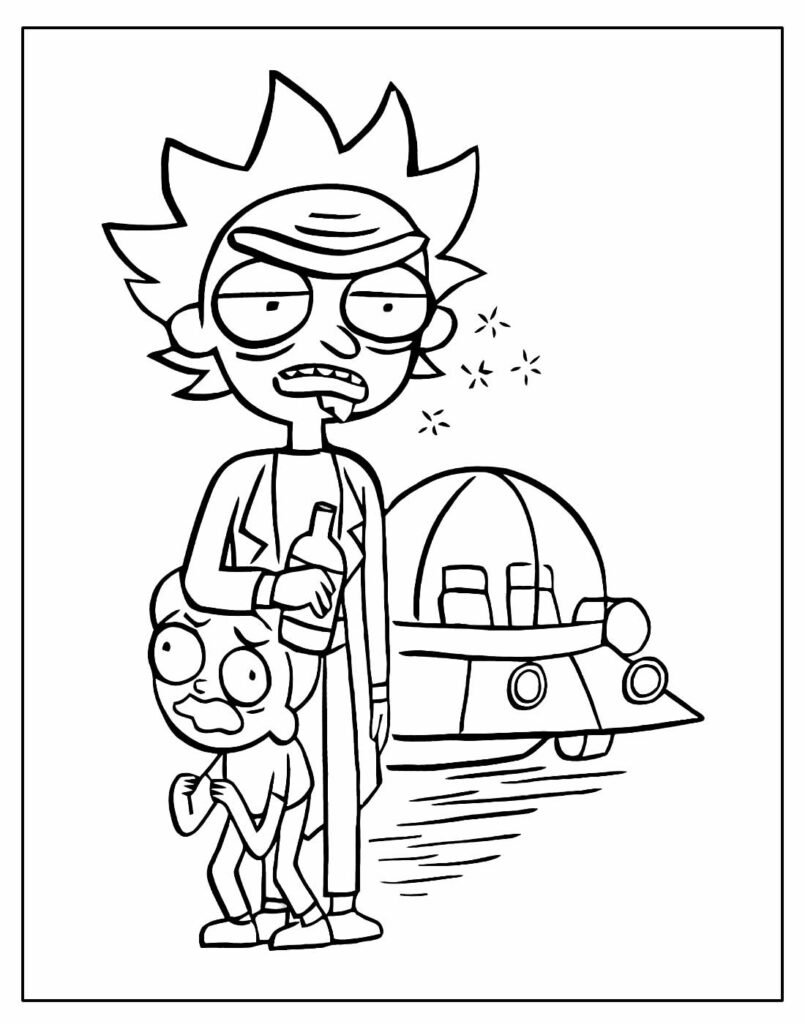 desenho de rick e morty para pintar e colorir facil 7