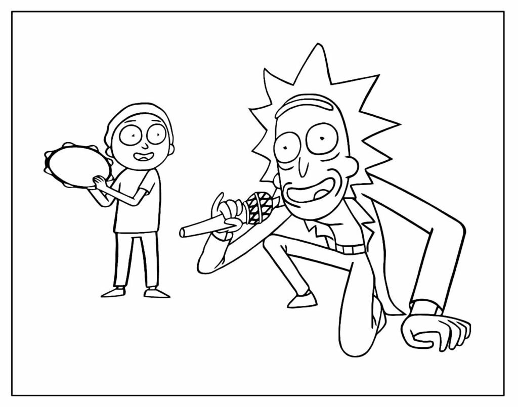 desenho de rick e morty para pintar e colorir facil 8