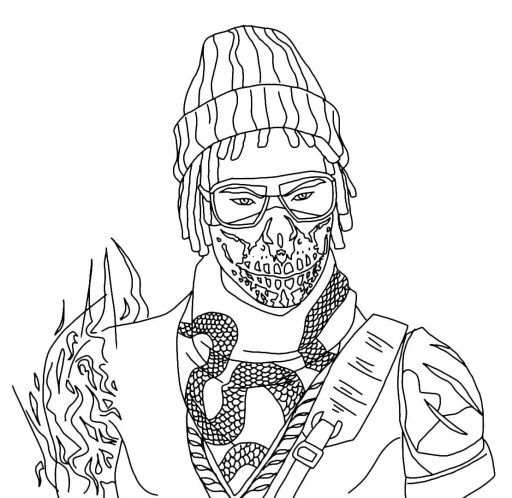desenho para colorir free fire tatuagem
