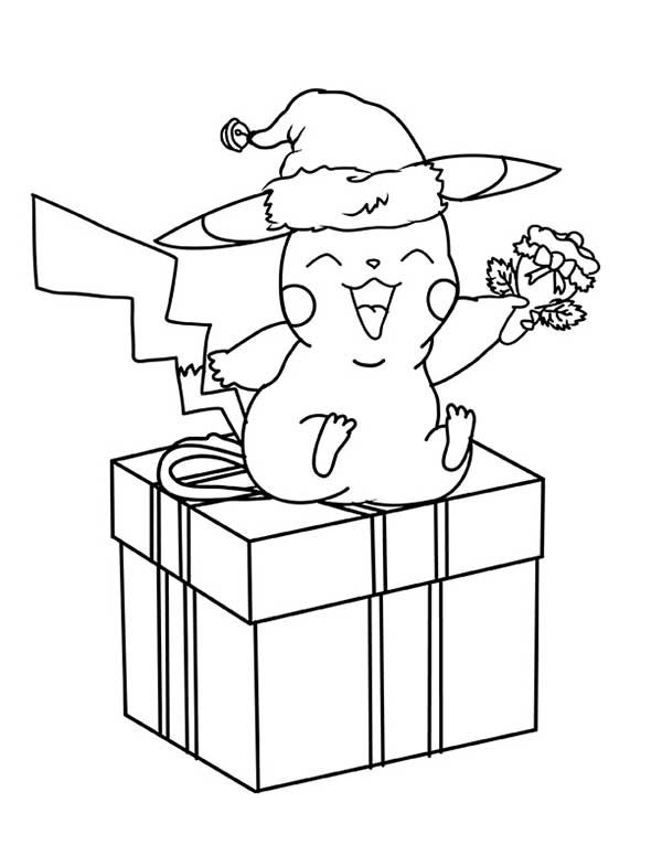 Desenho para colorir de Natal de Pikachu · Creative Fabrica