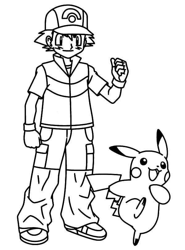 desenho satoshi e pikachu para colorir 3
