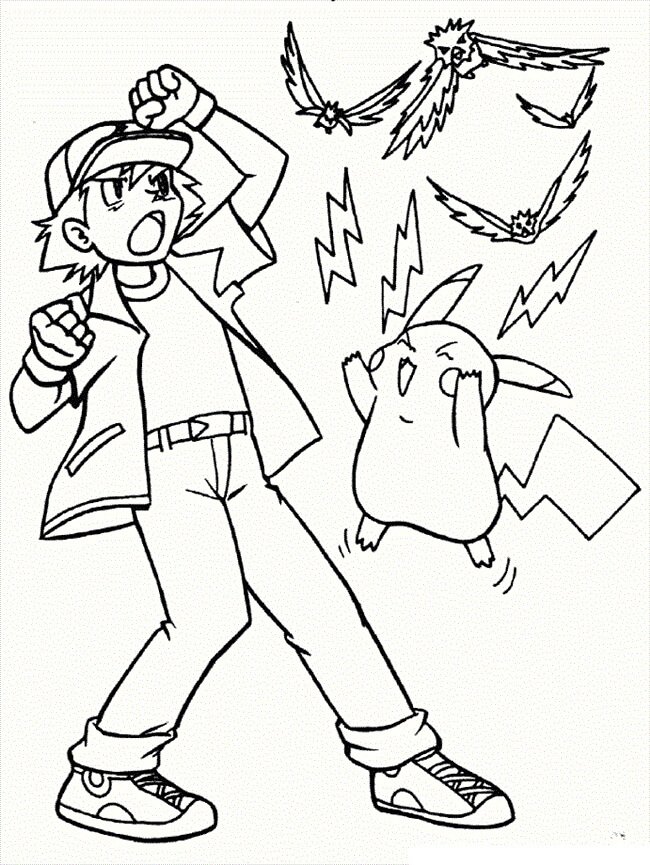 desenho satoshi e pikachu para colorir 6