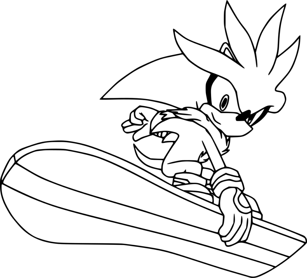 desenho sonic silver skateboarding