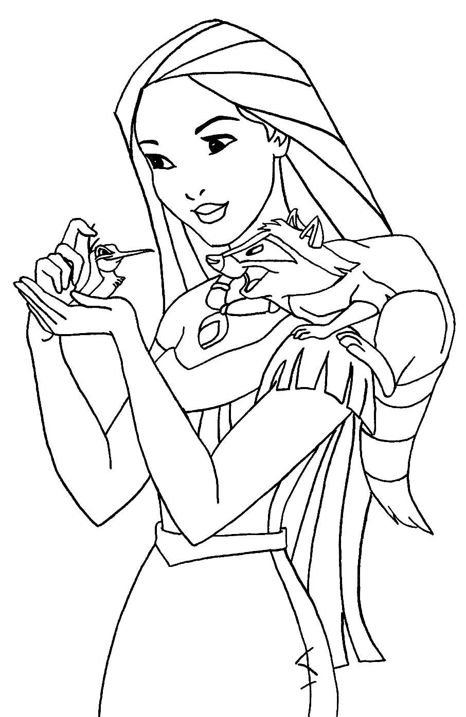 Desenhos da Pocahontas para Colorir e Imprimir