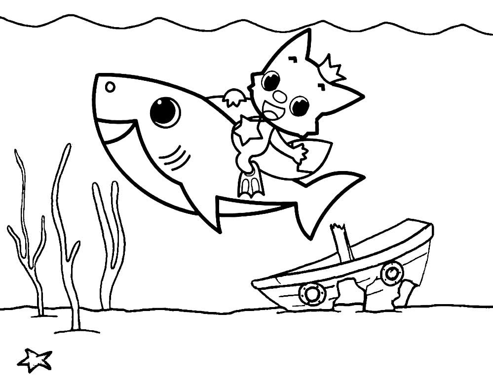 desenhos de baby shark para pintar 2