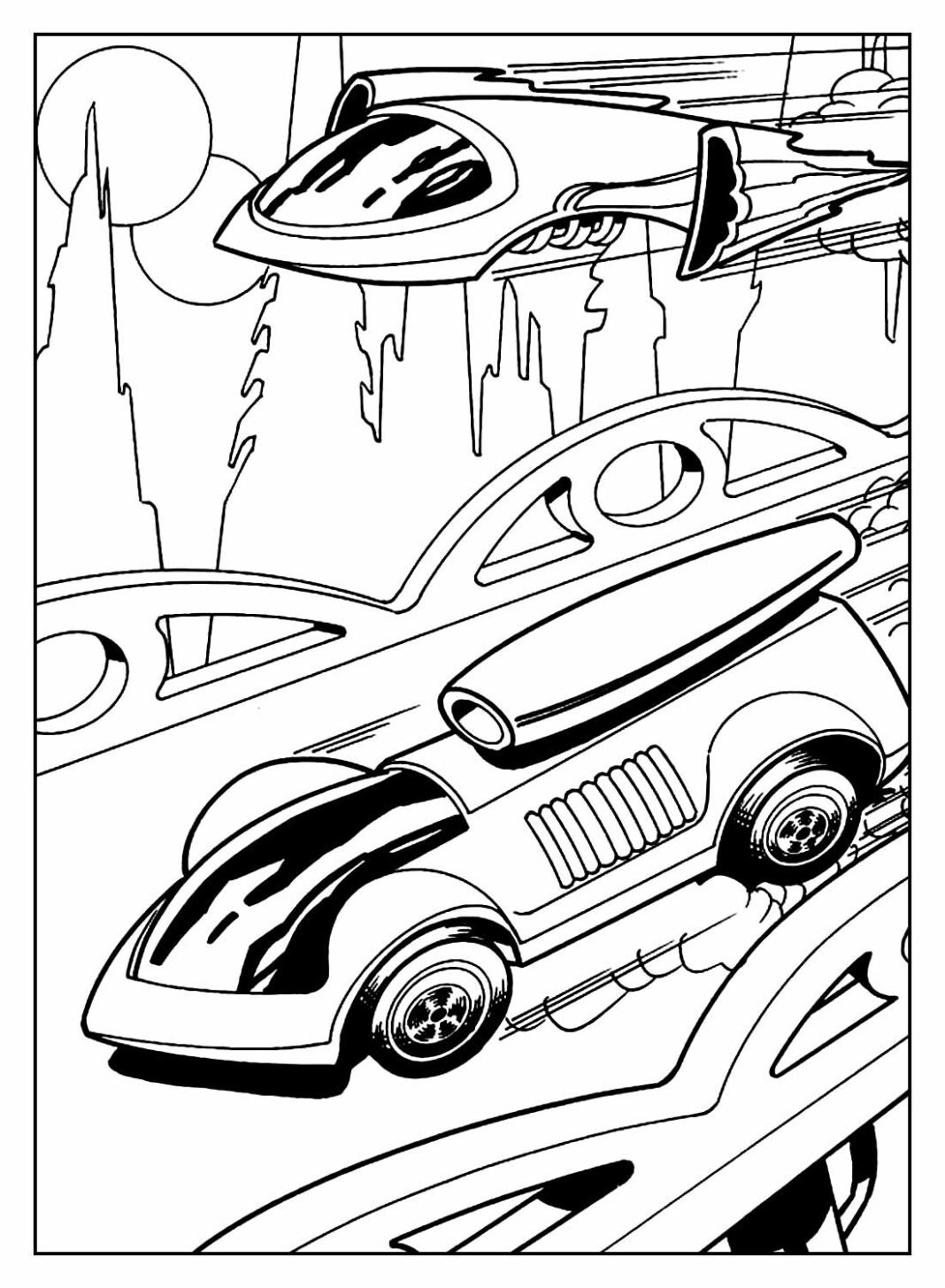 Desenhos de Carros da Hot Wheels para Colorir e Imprimir