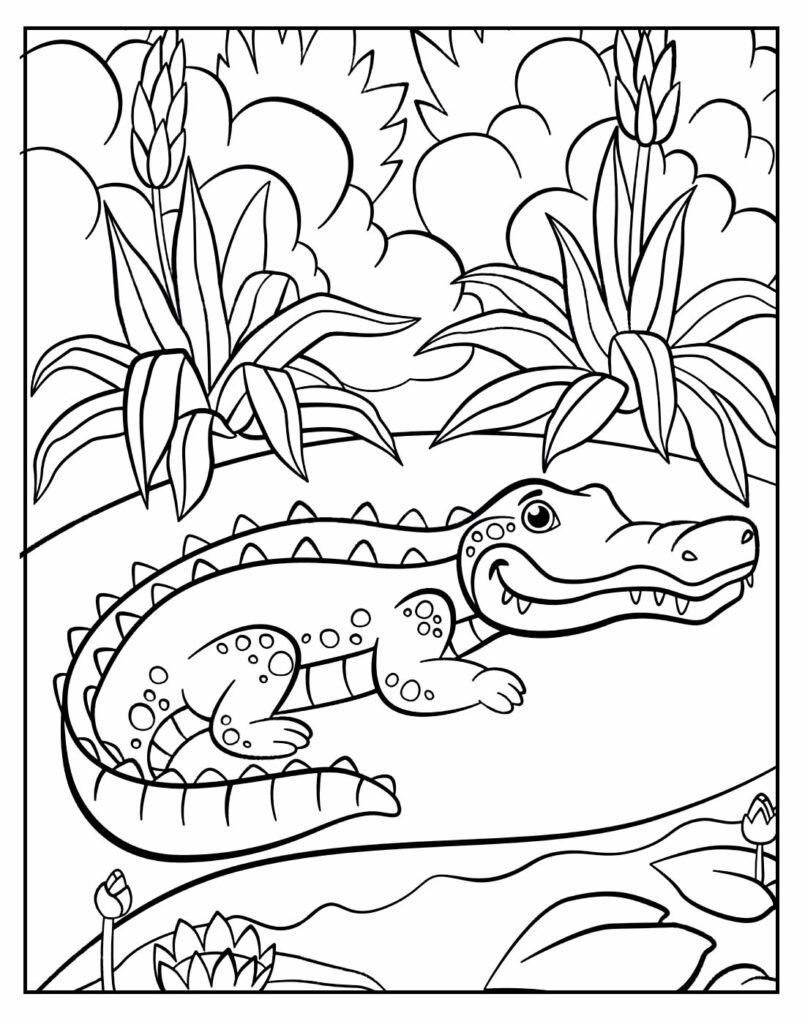 desenhos de jacare para pintar e colorir 3