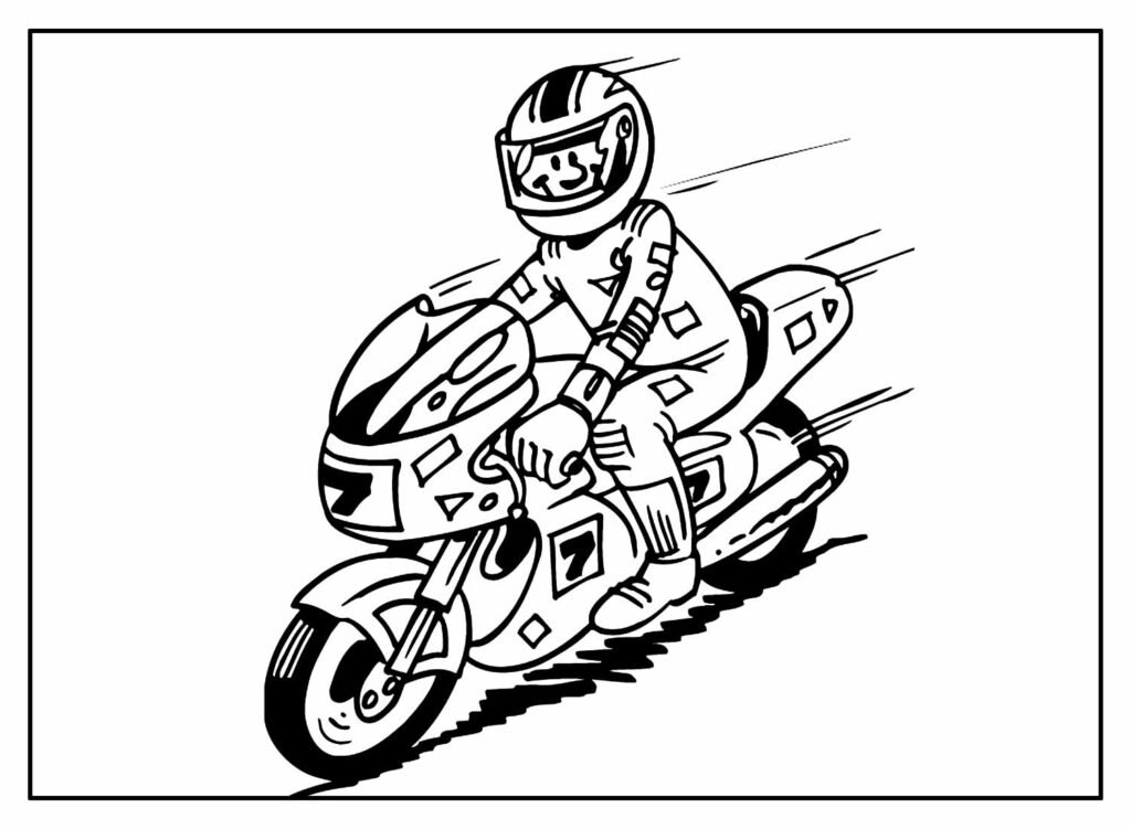 Desenhos para colorir de desenho de uma corrida de moto esportiva para  colorir 