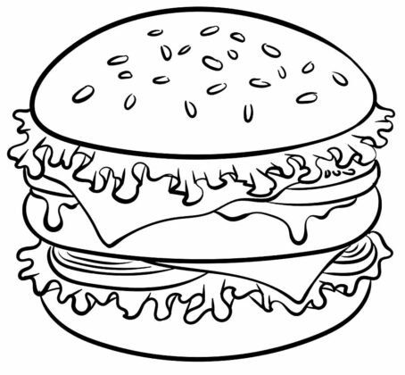 Desenhos de Sanduíche para Colorir e Imprimir
