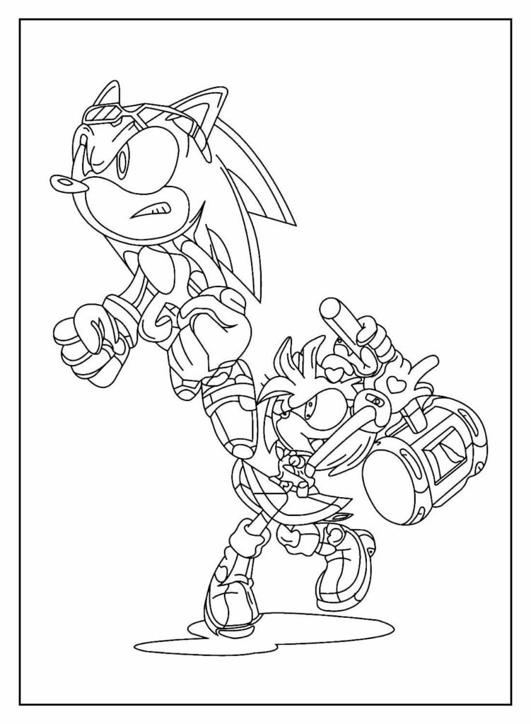 desenhos de sonic para pintar e colorir amy lutando