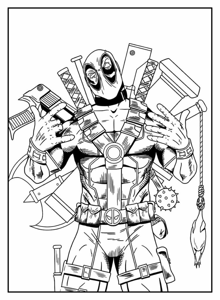 desenhos de super herois para colorir deadpool quadrinhos