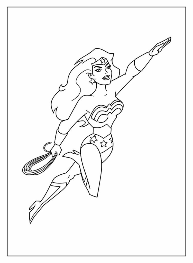 desenhos de super herois para colorir mulher maravilha voando